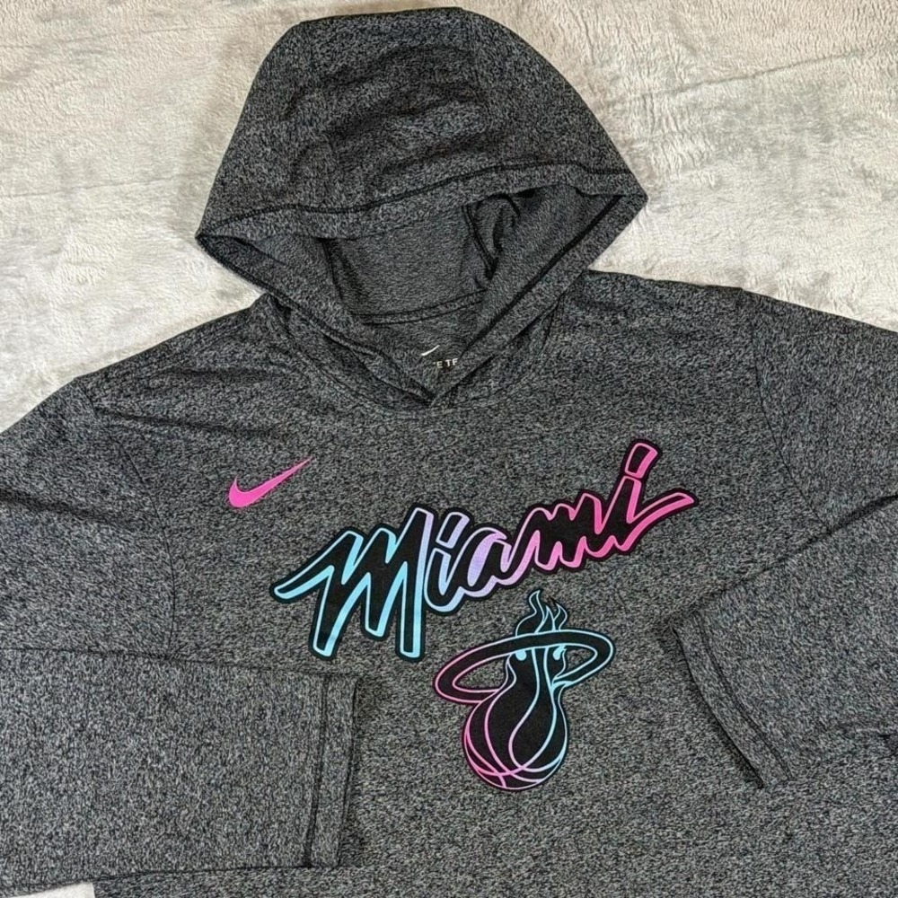 Nike‎ Miami Heat Vice Versa Hoodie Shirt | Grey Heather | Medium